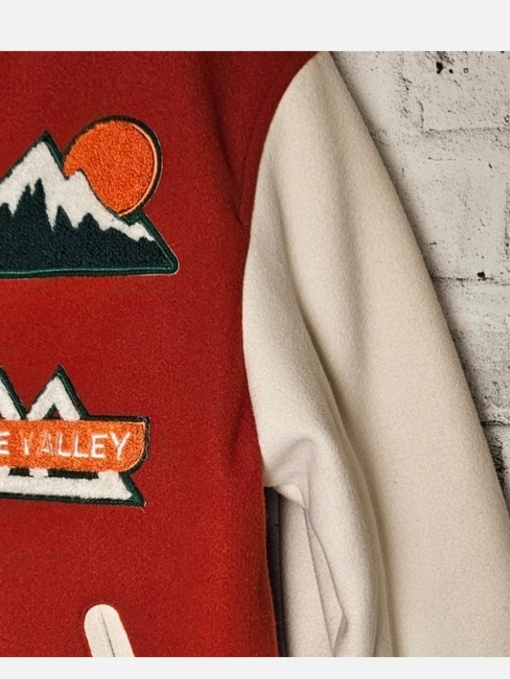 Zara Alpine Valley Varsity Jacket Red Ski Patch Wool Blend M - Picture 5 of 11